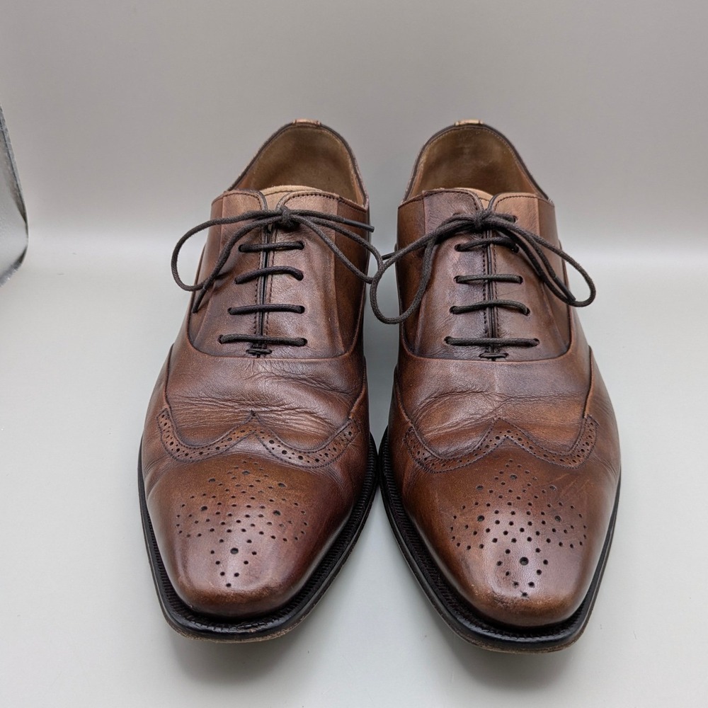 Mezlan Cavia Brown Spanish Leather Wingtip Oxford Brogue Dress Shoes Mens 10M